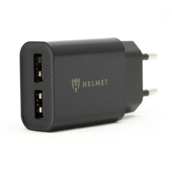 Helmet Wall Charger with Cable USB to Micro-USB 2xUSB 2.4A, Black	
