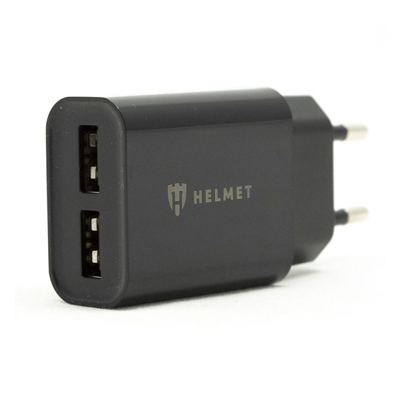 Helmet Wall Charger with Cable USB to Micro-USB 2xUSB 2.4A, Black	