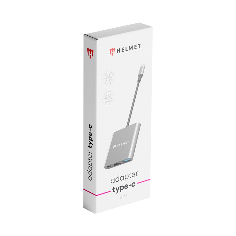 Helmet Adapter Type-C to USB3.0+HDMI+PD, HC-04, Grey