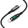 Helmet Cable Type-C to Type-C 100W 1.2m LED Display Series, Black