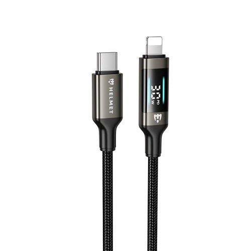 Helmet Cable Type-C to Lightning 30W 1.2m LED Display Series, Black