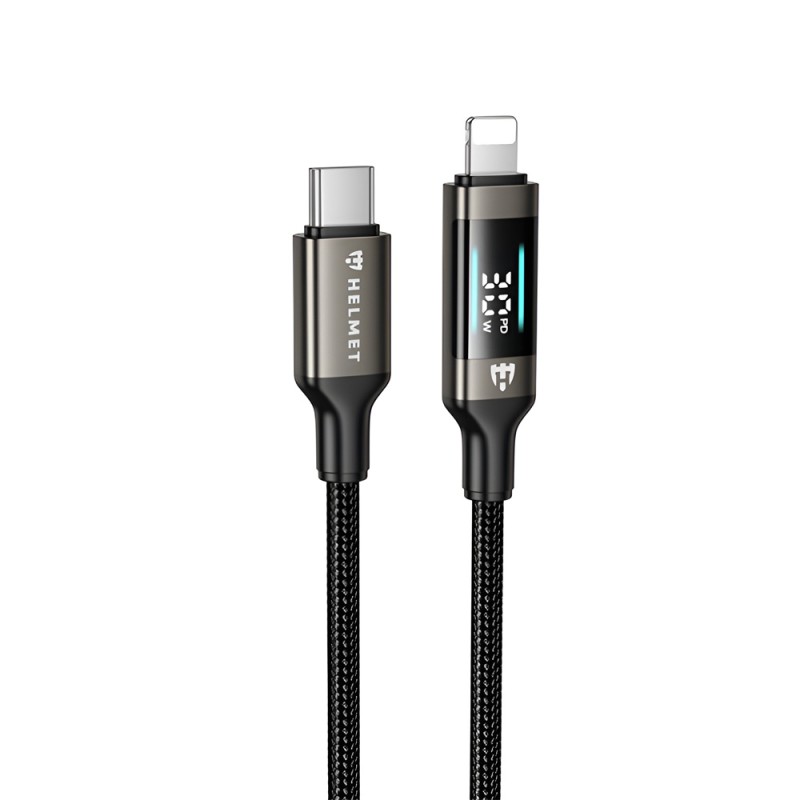 Helmet Cable Type-C to Lightning 30W 1.2m LED Display Series, Black