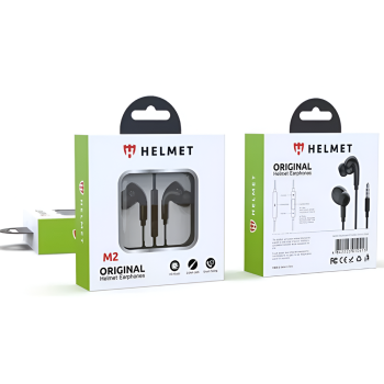 Helmet Earphones 3.5mm with Mic M2 Series, Black 