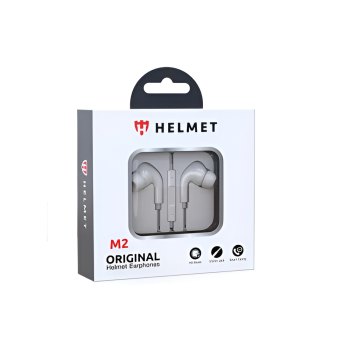 Helmet Earphones 3.5mm with Mic M2 Series, White 