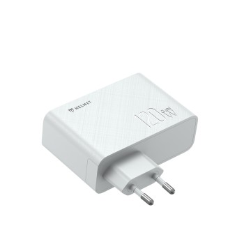 Helmet Wall Charger GaN 1*USB-A+2*Type-C 120W 6A, White