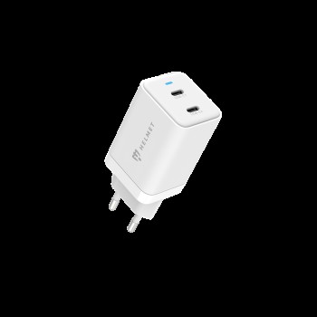 Helmet Wall Charger GaN 2*Type-C 45W 6A, White