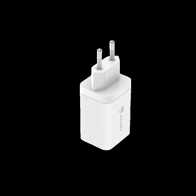 Helmet Wall Charger GaN 2*Type-C 45W 6A, White