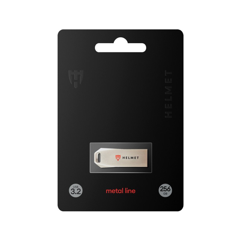 Helmet USB Drive 3.2 Metal Line 256 GB, Silver