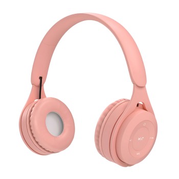 Helmet On-Ear Headphones with MIC Bluetooth Macaron HiFi, Pink (Damaged Box)