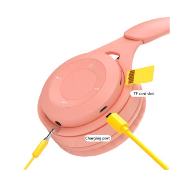Helmet On-Ear Headphones with MIC Bluetooth Macaron HiFi, Pink (Damaged Box)