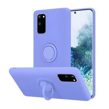Helmet Case with Ring Liquid Silicone Samsung A20, Blue