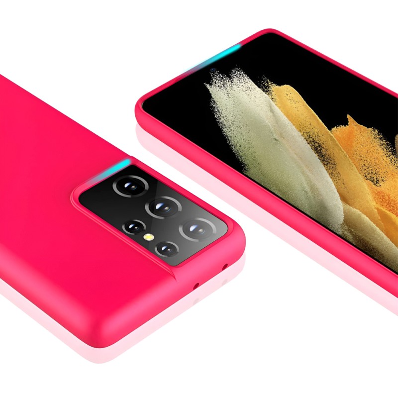 Helmet Case Liquid Silicone Samsung S21 Ultra, Pink Red