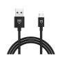 Helmet Cable USB to Micro-USB Basic 2.1A 1m, Black	