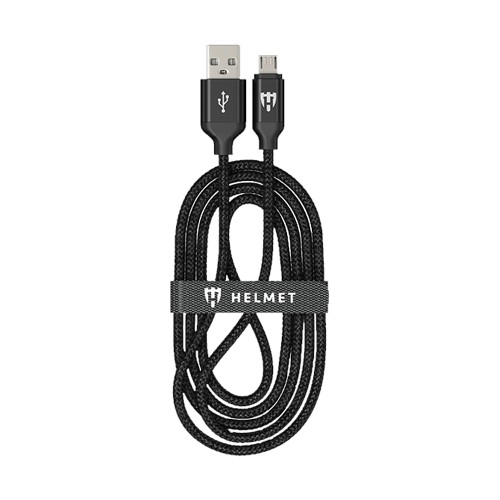 Helmet Cable USB to Micro USB Nylon 2m, Black