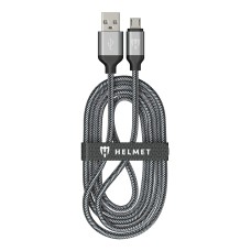 Helmet Cable USB to Micro USB Nylon 2m, White/Black