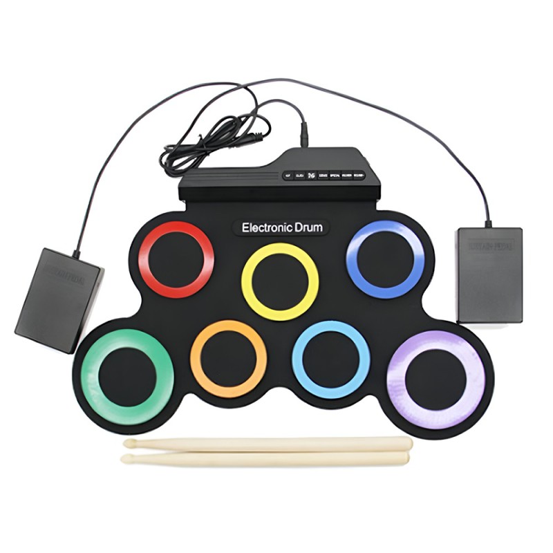 Roll Drum with Built-in Speakers Bluetooth, 7 pads Electronic