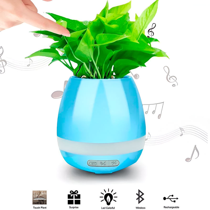 Helmet Speaker Music Flowerpot, Blue