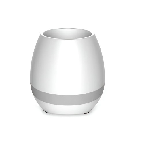 Helmet Speaker Music Flowerpot, White
