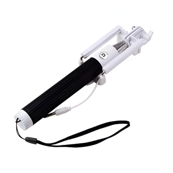Helmet Wired Selfie Stick 1m, Black-White