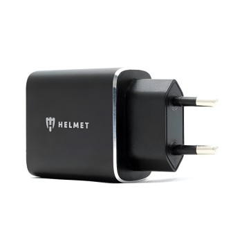 Helmet Wall Charger USB/Type-C QC3.0 18W (Сable 3 in1), Black