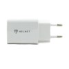 Helmet Wall Charger with Cable USB to Micro-USB 2xUSB 2.4A, White	