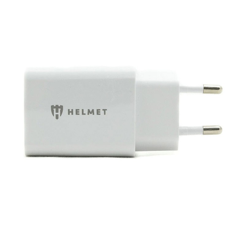 Helmet Wall Charger with Cable USB to Micro-USB 2xUSB 2.4A, White	