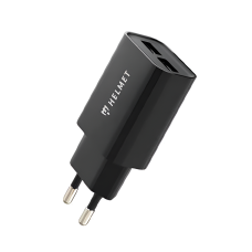 Helmet Wall Charger with Cable USB to Type-C 2xUSB 2.4A, Black