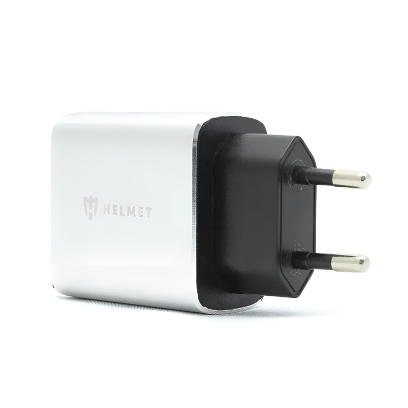 Helmet Wall Charger USB/Type-C QC3.0 18W, Silver