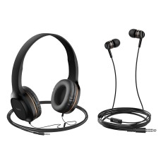 Hoco Set (On-Ear Headphones + Earphones) 3.5mm W24, Gold