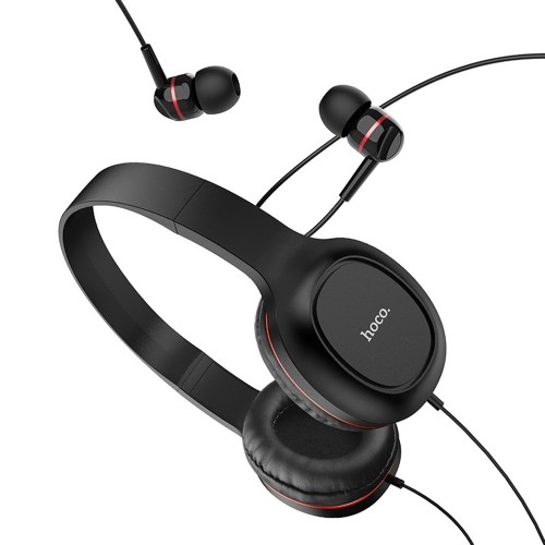 Hoco Set (On-Ear Headphones + Earphones) 3.5mm W24, Red