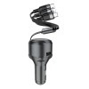 Hoco Car Charger  Single-Port USB-A 4.8A with 3-in-1 Cable S27 Tributo, Black