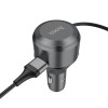 Hoco Car Charger  Single-Port USB-A 4.8A with 3-in-1 Cable S27 Tributo, Black