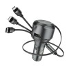Hoco Car Charger  Single-Port USB-A 4.8A with 3-in-1 Cable S27 Tributo, Black