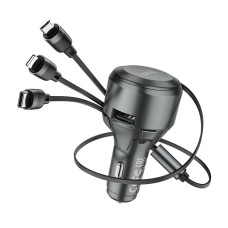 Hoco Car Charger  Single-Port USB-A 4.8A with 3-in-1 Cable S27 Tributo, Black