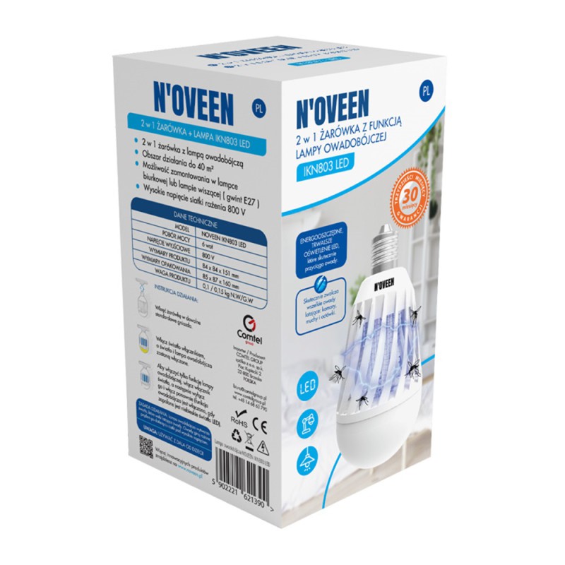NOVEEN Insect killer lamp IKN803 Light Bulb LED, area up to 40 m2