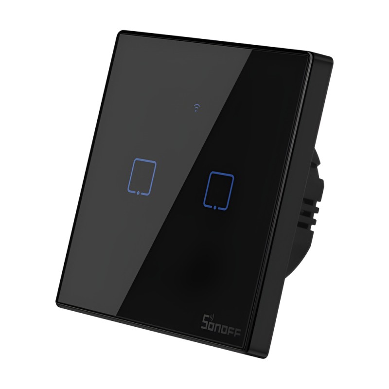 Sonoff Wi-Fi Smart Touch Wall Switch TX Series 2-Gang (Neutral Wire), Black