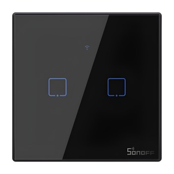 Sonoff Wi-Fi Smart Touch Wall Switch TX Series 2-Gang (Neutral Wire), Black