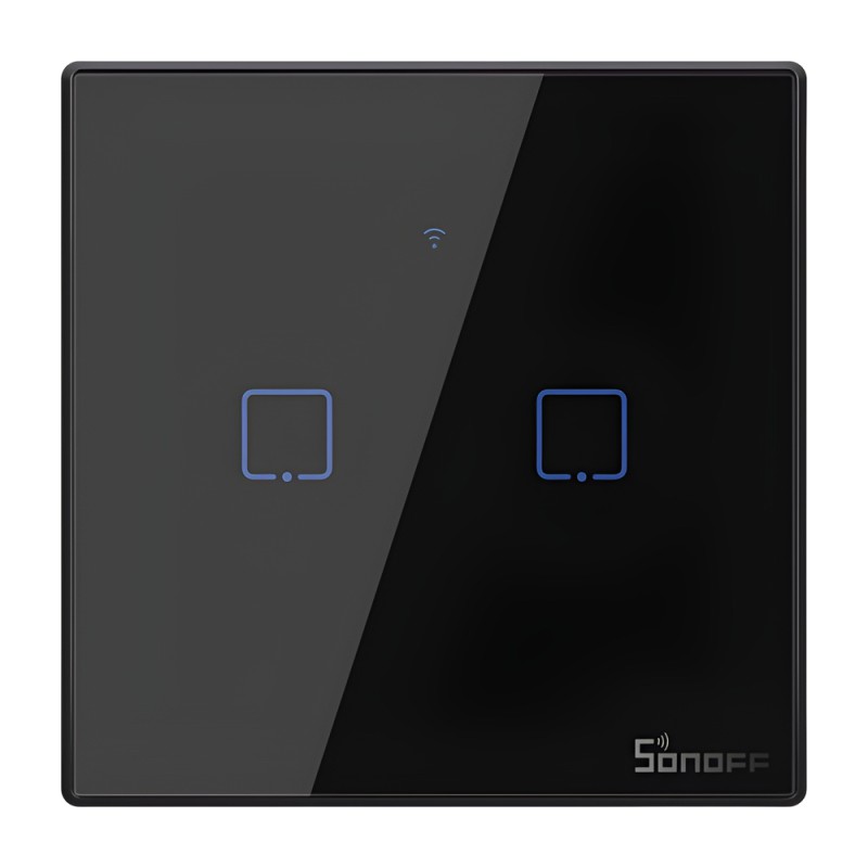 Sonoff Wi-Fi Smart Touch Wall Switch TX Series 2-Gang (Neutral Wire), Black