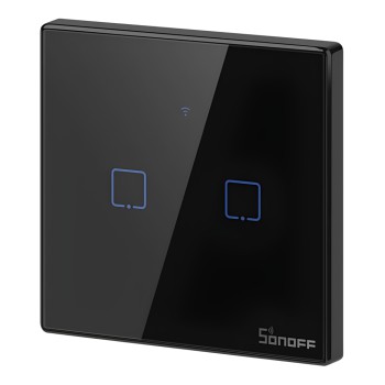 Sonoff Wi-Fi Smart Touch Wall Switch TX Series 2-Gang (Neutral Wire), Black