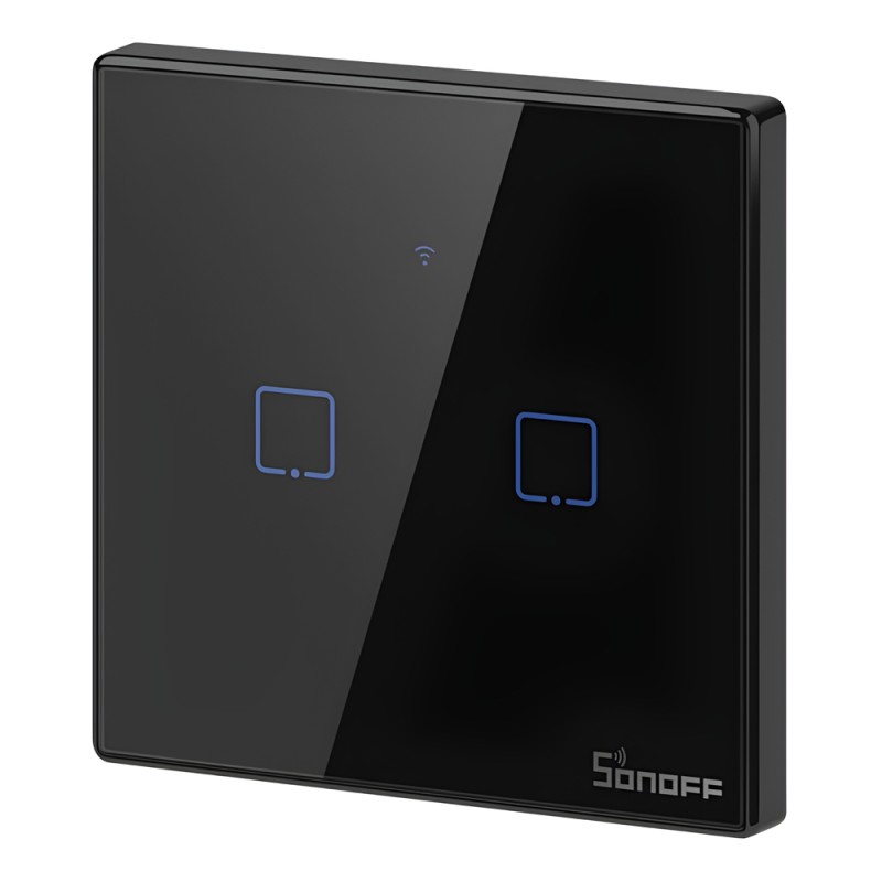 Sonoff Wi-Fi Smart Touch Wall Switch TX Series 2-Gang (Neutral Wire), Black
