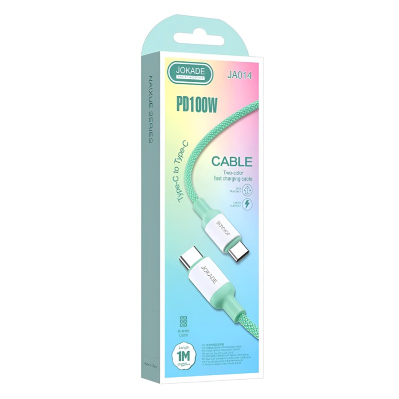 Jokade Cable Type-C to Type-C 5A 100W 1M JA014, Green