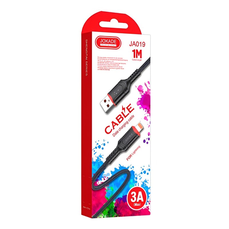 Jokade Cable USB-A to Lightning 3A, 20W, 1m JA019, Black
