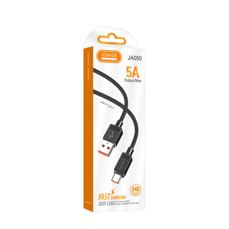 Jokade Cable USB-A to Type-C 3A 1m JA050, Black