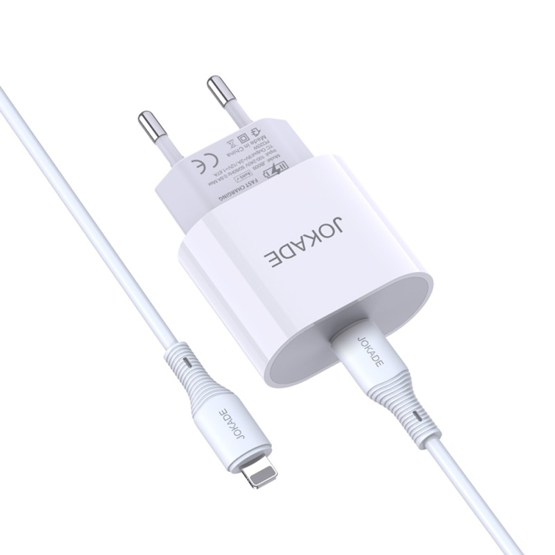 Jokade Wall Charger with Cable Type-C to Lightning 20W Chengyun JB010, White