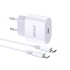 Jokade Wall Charger 1*Type-C with Cable Type-C to Type-C 25W Max JB010, White