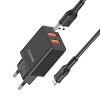 Jokade Wall Charger with Cable USB-A to Lightning Dual Port JB024 3A, Black