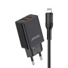 Jokade Wall Charger with Cable USB-A to Lightning Dual Port JB024 3A, Black