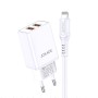 Jokade Wall Charger with Cable USB-A to Lightning Dual Port JB024 3A, White