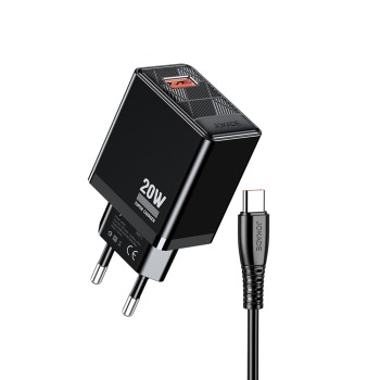 Jokade Wall Charger 1*USB-A 5A,20W with Cable Type-C JB086, Black