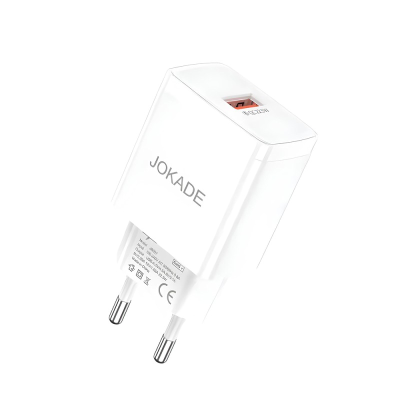 Jokade Wall Charger 1*USB-A, 3A, 22.5, JB097, White
